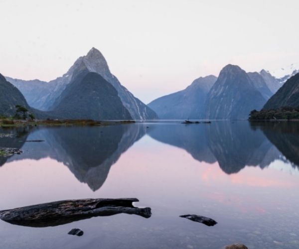 Mountain peaks with a mirror reflection in the lake