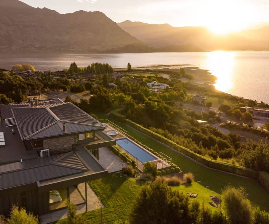 Views from above The Dacha across Lake Wanaka